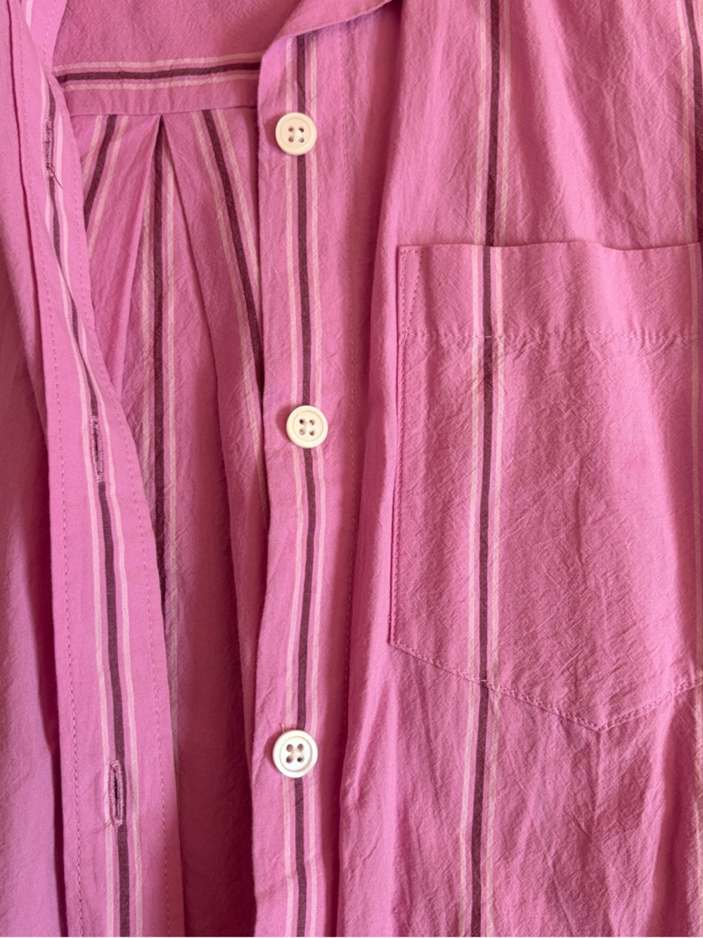 Madewell Pink Striped Boxy Poplin Button Up Shirt - Picture 3 of 6
